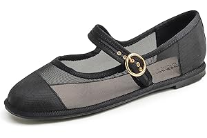Feversole Women's Canvas Mary Jane Fashion，Scarpe Basse Classiche da Donna Décolleté Eleganti Mary Jane con Fibbia Morbida Scarpe da Ballo per Balletto per Donna