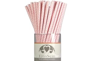 EinsSein 25 x papierowe słomki Wave różowe wesele przyjęcie urodziny słomki do picia Cake Pops Sticks i akcesoria barowe trzonki papierowe słomki