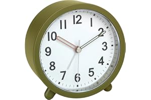 TFA Dostmann Sveglia analogica a batteria,60.1043.04, con orologio al quarzo, non ticchettio, per camera da letto, soggiorno, cucina, con funzione snooze, retroilluminazione inclusa, verde