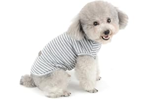 SELMAI Camisetas para Perros Pequeña Camiseta para Gatos Moda Rayas Suave Algodón Manga Corta Camiseta sin Mangas para Niñas Niños Cachorro Yorkshire Terrier Chihuahua Ropa Primavera Verano Gris XXL