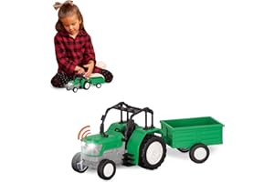DRIVEN BY BATTAT Driven Micro 2er Set Traktor und Anhänger 21 cm mit LED-Lichtern und Tönen – Spielzeugauto LKW mit Funktionen – Spielzeug ab 3 Jahren