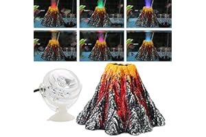 DIVISTAR Kit de décoration d'aquarium volcan à LED coloré pour aquarium - Grande taille 15 x 9 cm