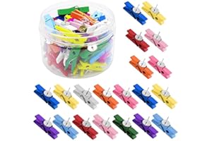 KnR Harmony Punaises avec Clips 50 pièces Punaises avec des Pinces en Bois Couleur pour Photos Projets d'artisanat Tableau d'affichage ou Les Tableaux en Liege