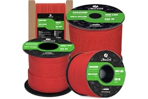 Abma Cord Paracord 2mm 30m 100% Nylonowego Sznurka 1 Strand Linka Spadochroniarska Typ I - Max. 45kg (100lbs) - Czerwony