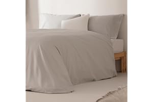 GAMUSI Zestaw poszewek na kołdrę 150/160, gładka 100% bawełna, poszwa na kołdrę 240 x 220 cm i 2 poszewki na poduszkę, oddychająca, miękka, jasnoszara