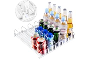 Coanto 5 Reihen Kühlschrank Organizer Getränke, 31cm automatisch Kühlschrank Organizer Dosen, Kühlschrank Dosenspender Organizer Dosen Getränke für 20 Dosen (42 * 31cm)