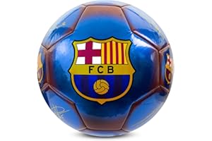 Hy-Pro Oficjalnie licencjonowana piłka nożna FC Barcelona Classic Signature, metaliczna, rozmiar 5, Barca, trening, mecz, towar, kolekcja dla dzieci i dorosłych, niebieski/czerwony