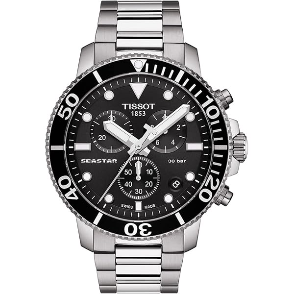 Tissot Seastar 1000 Orologio Da Uomo In Acciaio Inossidabile Nero PVD - Movimento Automatico Svizzero, Lunetta In Ceramica Unidirezionale, Impermeabile 30 Bar (300 M), Modello T1204073705100
