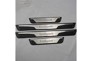 JYMLOV 4pcs Car Door Sill Protector Strips Stainless Steel Threshold Protective Film Kick Plate Cover Sticker for Fo-rd Ecosport 2013 2014 2015 2016 2017 2018 2019 Car Accessories,Silver