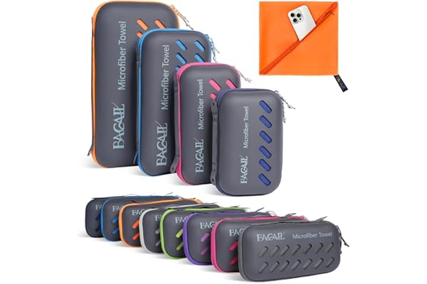 BAGAIL Toallas de Viaje de Microfibra, Toallas de Campamento, Toallas de baño y Toallas de Playa, Secado rápido - Súper absorción de Agua - Súper Compacto, Muy Adecuado para el Deporte y el Fitness