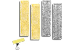 PURSUFECT 4 Stück Ersatzpads kompatibel mit Kärcher Fenstersauger Ersatzteile, Fenstersauger Zubehör Mikrofaser-Wischbezüge passend für Fensterreiniger Ersatzteile WV2 WV5 (Gelb y Grau)