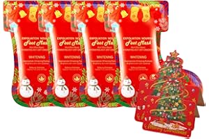 EPIREGN Christmas Foot Mask Socks - Deeply Moisturising Socks for Dry Cracked Feet- Foot Moisturiser Socks with Shea Butter,Jojoba Oil&Vitamin E - Foot Care Masks for Women&Men - Cracked Heel Repair- 4 Pairs
