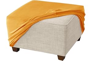 AQIGR Velvet Ottoman Slipcovers Stretch Square Green/Pink Ottoman Covers Foot Stool Stretch Covers Ottoman Foot Rest Cover with Elastic Bottom, Washable (Color : #5, Size : Square60-76cm/23-30in)