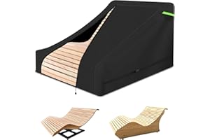 GJMZTQG Abdeckung Für Gartenliege, Sonnenliege Schutzhülle 600D Oxford SchutzhüLle für Outdoor Holzliegen, Wasserdicht Winddicht,170 * 155 * 110CM (Schwarz)