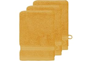 SENSEI LA MAISON DU COTON Sensei Maison - Lot de 3 Gants de Toilette 550 g/m² Luxury - 16x22 cm - Safran