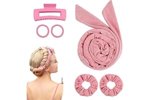 TUFA Rizador de Pelo Sin Calor,Heatless Hair Curlers,Rulos Flexibles para Rizar Pelo,Ondulador de Pelo Sin Calor,Satin Heatless Curling Set Adecuado Para Mujeres con Cabello Medio y Largo(Pink)