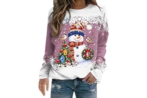 ZJKESDIOAW Christmas Jumpers for Women Ladies Santa Claus Xmas Snowman Printed Sweatshirt Cute Funny Hilarious Ugly Sweater