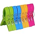 Ecrocy 8 Pack Beach Towel Clips in Bright Colors - Jumbo Size- Keep Your Towel From Blowing Away,clothes Lines