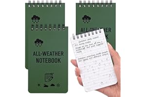 HaoHanEup 4 Pack Mini Waterproof Notebook, 3x5in Pocket Notepads, All-Weather Memo Pads with Top-Spiral, Grid Paper Tactical Steno Pads, 50 Page Military Mini Notebook for Office, Outdoors