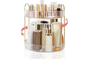 Boxalls Organizer Trucchi Girevole, Porta Trucchi Organizzatore 360° Grande Capacità, Organizer Trucco Bagno, Contenitore Contenitori Trucchi da Tavolo Espositore Creme (2 Ripiani, Trasparente)