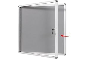 S SWANCROWN Swansea Tablón de anuncios de tela, Vitrina de pared cerrada con marco de aluminio,Gris,67x72cm(6 x A4)