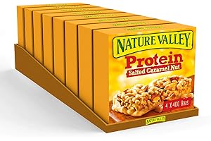 Nature Valley Protein Salted Caramel Nut Gluten Free Cereal Bars 4 x 40g (Pack of 8, total 32 Bars)