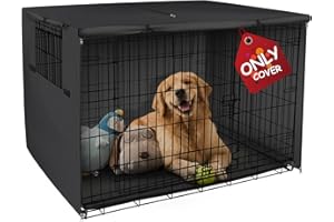 Explore Land Heavy Duty Dog Kennel - Universal Polyester Dog Kennel for Wire Cages from 24" to 48" (30" (Pack of 1), Black Cover)