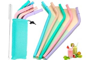 Krapps | Pajitas reutilizables | Pajitas silicona | x5 Pajitas reutilizables niños+Cepillo de Limpieza+Bolsa almacenaje | Pajitas para Vaso con Pajita Niños | Regalitos Cumpleaños Invitados Niños