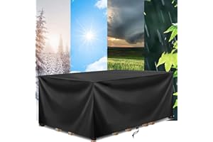 AOFOAE Fundas Muebles Jardin Exterior Impermeable 240x80x70cm/LxWxH Funda Mesa Exterior Impermeable,Resistente Al Viento, Anti-UV, Color Negro, Tela Oxford 420d