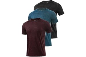 Star Vibe 3 Pack Men's Dry Fit T Shirt Moisture Wicking Athletic Tees Exercise Fitness Activewear Short Sleeves Gym Workout Top