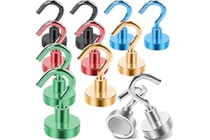 DGDUBRB 12 Stück Magnethaken Extra Stark, 6 Farben Magnete Mit Haken Extra Stark Für Grill, 10Kg+ Neodym Magnethaken Extra Stark E-ZH6-02