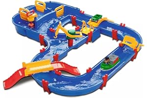 AquaPlay 8700001528 Megabridge Waterway - Mesa de Juego de Agua Colorida con Sistema de Canal de Trabajo, grúa elevadora, Puentes, Barco y Juguete de Coche, Adecuada para niños a Partir de 3 años