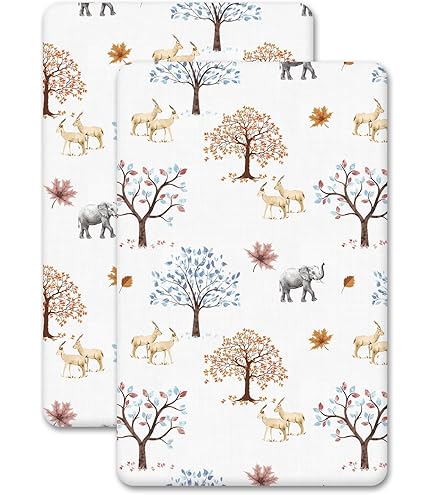 Draps Pour Lit Bébé 95x65 Cm - Lot De 2 - Tissu Respirant, élastique Ajustable - Motif Dinosaures Brun