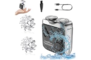 EONDEVO Elektrischer Rasierer, 9000 U/min IPX7 Wasserdichter Mini Rasierer 60 Tage Längere Nutzung mit 9 Scharfen Stahlklingen und Magnetischer und Schwebender Scherkopf für Zuhause, Auto, Reisen