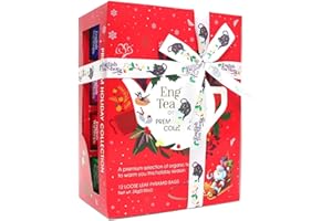 ‎ENGLISH TEA SHOP ETS Teegeschenk mit Schleife "Winter Kollektion" rot | 12 BIO-Wintertees | 6 verschiedene Sorten Früchtetee Kräutertee | Pyramidenbeutel | Umweltfreundliches Geschenk zu Weihnachten