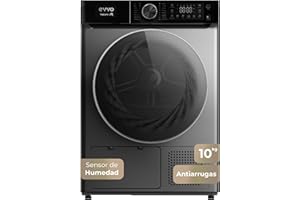 EVVO Secadora Bomba de Calor NATURE SR - Capacidad de 10 Kg, Eficiencia Energética E, Sensor Humedad, Airfresh, Bajo Consumo Energético (Inox)