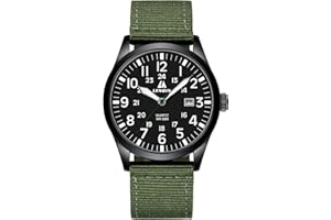 LN LENQIN Mens Watches Military Watch Field Watch Analog Quartz Watches for Men Luminous Army Tactical Outdoor Sports Waterproof Men's Wrist Watches with Date and Nylon Strap