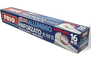 ‎FRIO FRIO - Aluminium-Lebensmittelrolle, geprägt, 16 Meter verstärkt, zum Kochen, für professionelle Küchen, duktil, geht vom Frost über den Kühlschrank bis zum Ofen