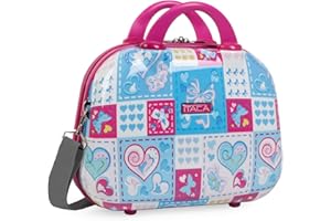 ITACA - Neceser Mujer Viaje. Neceser de Viaje rigido. Neceser Viaje de Calidad con Asa Ajustable. Neceser Rigido de Viaje Elegante. Neceser Grande 702335, Azul-Fucsia