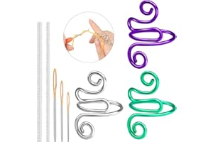 MASPHY 3 Stück Häkelringe für Finger, Verstellbare Häkelringe Finger Crochet Tension Ring Kit für DIY Handwerk, Strick Häkelschlaufenringe für Finger mit Storage Box für Hand Weben