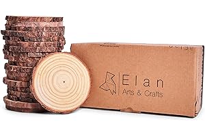Elan Rodajas de Madera 11-13 cm de Diámetro 20 piezas, Troncos Madera Decoracion, Madera Redonda, Tronco Madera, Circulos Madera, Tronquitos de Madera para Manualidades, Disco Madera, Decoracion