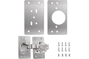 Flintronic Plaque Reparation Charniere Porte, 2 Pièces Charnière Porte Placard, Réparation Charnière Meuble, Kit de Réparation Meuble en acier inoxydable avec 12 Vis