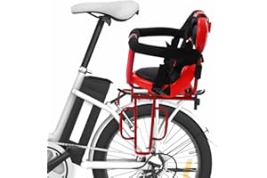 XIGNER Seggiolino di sicurezza per bambini, con pedale e staffa di sicurezza, per mountain bike, city bike, bici pieghevoli, per mountain bike fino a 30 kg, da 8 mesi a 6 anni (rosso)