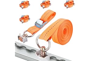 YAYODS Lot de 4 Sangle d'Arrimage pour Rail Airline 5 m - Accessoire Rail d'Arrimage 25 mm de Large avec Boucle à Serrage Rapide - Fitting Airline en Aluminium pour Véhicule, Remorque et Camping