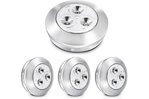 SOAIY 4PZ Luce adesiva a batteria Luci Armadio Luce notturna Più grande e luminoso Risparmio energetico Leggerissimo per Cucina, Corridoio, Scale, Camere per bambini, Garage, Argente