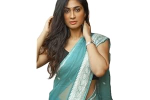 SIRIL Damen Jacquard Baumwolle Seide Sari mit ungenähter Bluse