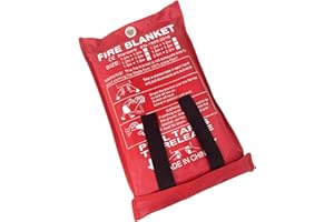 ISOP Coperta Antincendio 120 x 180 cm - Coperta Emergenza in Fibra - Ignifuga in Custodia Rossa - Coperta Antincendio per Cucina Casa Roulotte o Auto - Coperta Ignifuga - Coperta Estinguente