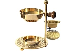 MYZIRBE Bruciatore di incenso regolabile in altezza, in ottone dorato, regolabile, per incenso o resine con piastre di inserimento supplementari