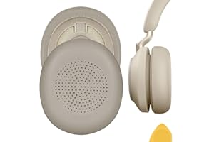 Geekria QuickFit Zamienne podkładki na uszy ze skóry białkowej do Jabra Evolve2 65 UC, Evolve2 65 MS, Evolve2 65 Mono, Elite 45h nauszniki, zestaw słuchawkowy, nauszniki, części naprawcze, beżowe