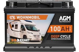 ‎EXAKT EXAKT AGM Batterie 100Ah 12V Solarbatterie Wohnmobil Batterie Bootsbatterie Versorgungsbatterie Camping Solar